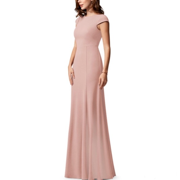AZAZIE MEARA Dusty Rose Bridesmaid Floor Length Dress - Medium - Picture 3 of 7